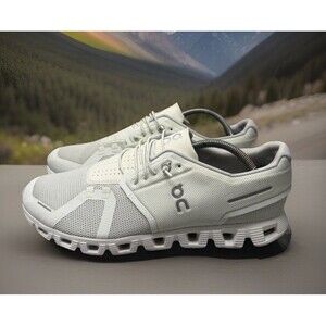 On Running Cloud 5 Men Size 11 White/Sand Mesh CloudTec Running Sneakers Shoes